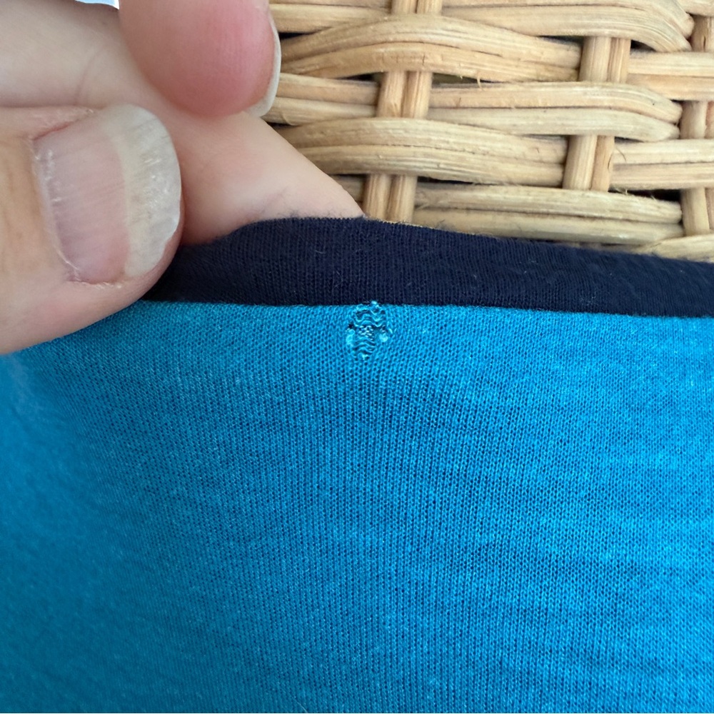 Burberry nova check teal reversible vneck top Small/medium - Picture 4 of 12